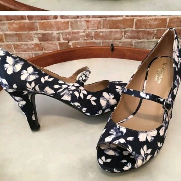 BRAND NEW NATURALIZER N5 NAVY BLUE FLORAL IRIS OPEN TOE MARY JANE COMFORT PUMP - Picture 14 of 15